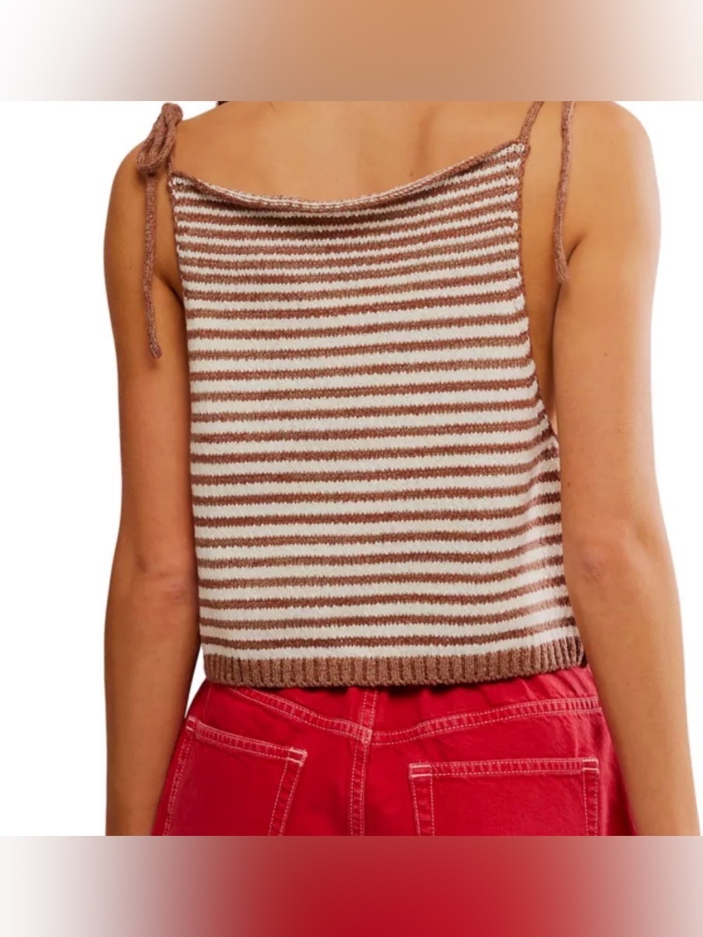 Free People Claire Tank Size Large NWT Striped Knit Tie Strap Tank - Picture 2 of 8